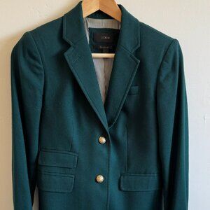 J.Crew Forest Green Schoolboy Blazer | Wool Blend Tailored Jacket | Size 00